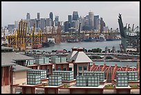 Shipping harbor and skyline. Singapore (color)