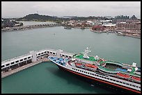 Cruise ship and Sentosa Island. Singapore (color)