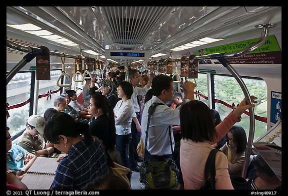 Inside MRT train. Singapore
