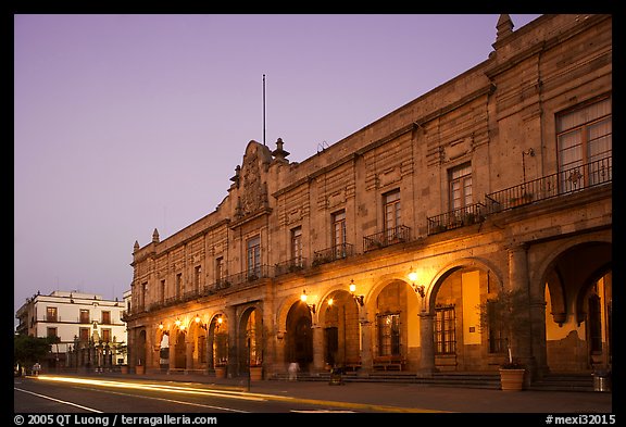 Presidencial Municipal (city hall) at dawn. Guadalajara, Jalisco, Mexico (color)