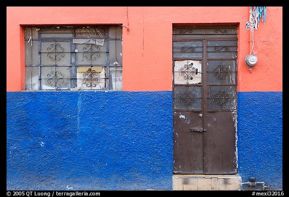 Multicolored wall, window, and door. Guadalajara, Jalisco, Mexico