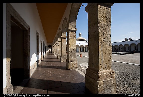 Deambulatory and main courtyard inside Hospicios de Cabanas. Guadalajara, Jalisco, Mexico