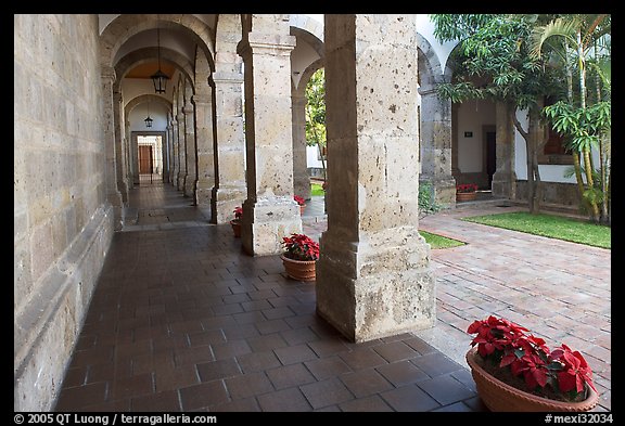 Corridor and small courtyard inside Hospicios de Cabanas. Guadalajara, Jalisco, Mexico (color)