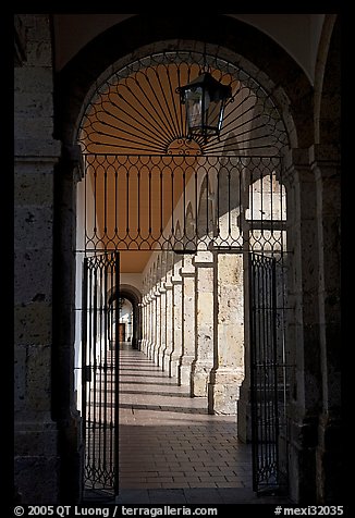 Corridor inside Hospicios de Cabanas. Guadalajara, Jalisco, Mexico