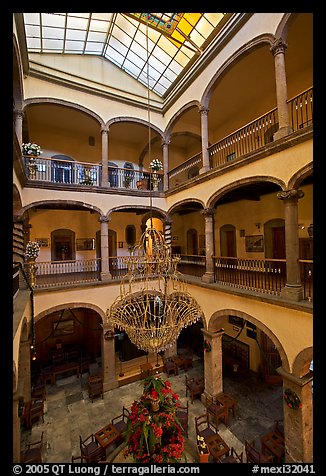 Interior of four-century old Hotel Frances. Guadalajara, Jalisco, Mexico
