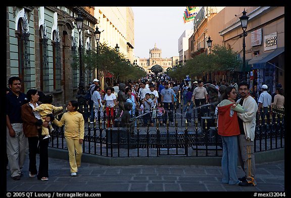 Plaza Tapatia with the Hospicio in the background. Guadalajara, Jalisco, Mexico (color)