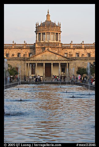 Basin and Hospicios de Cabanas at sunset. Guadalajara, Jalisco, Mexico (color)