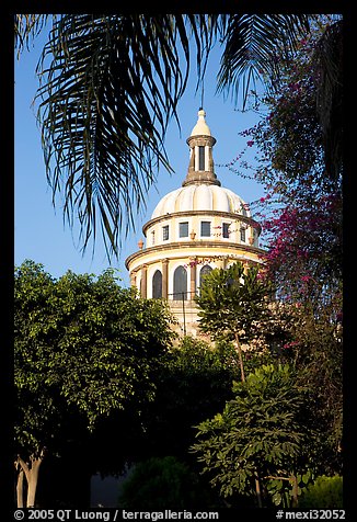 Cathedral dome seen from the park, Tlaquepaque. Jalisco, Mexico