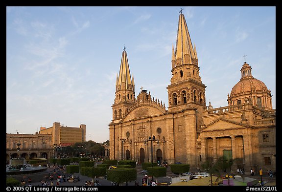 Cathedral and Plaza de los Laureles. Guadalajara, Jalisco, Mexico (color)