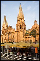 Restaurant and cathedral, late afternoon. Guadalajara, Jalisco, Mexico ( color)