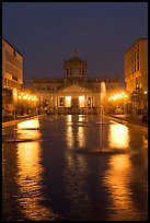 Plaza Tapatia at night with Hospicio Cabanas reflected in basin. Guadalajara, Jalisco, Mexico