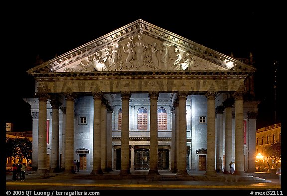 Teatro Degollado by night. Guadalajara, Jalisco, Mexico