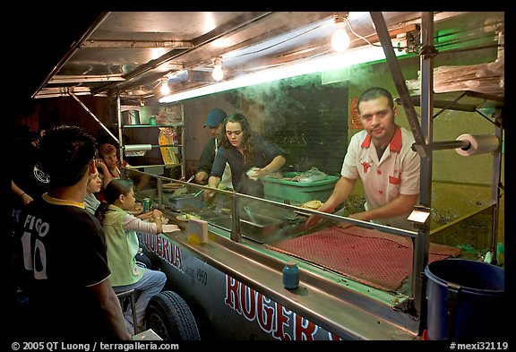 Food  stand in the street at night, Tlaquepaque. Jalisco, Mexico