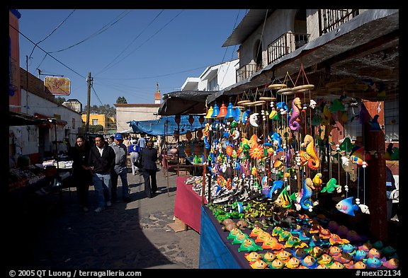 Art and craft market in the streets, Tonala. Jalisco, Mexico (color)