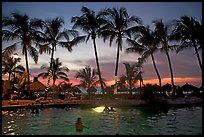 Palm-tree fringed swimming pool at sunset, Nuevo Vallarta, Nayarit. Jalisco, Mexico ( color)