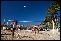 Vacationers playing beach volley-ball, Nuevo Vallarta, Nayarit. Jalisco, Mexico