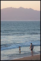 Man and child on the beach at sunset, Nuevo Vallarta, Nayarit. Jalisco, Mexico