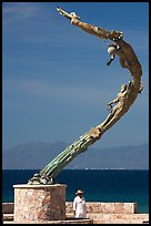 Sculpture called Los Milenios by Fernando Banos on waterfront, Puerto Vallarta, Jalisco. Jalisco, Mexico (color)