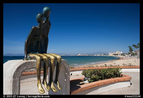 Sculpture called Nostalgia on the seaside walkway, Puerto Vallarta, Jalisco. Jalisco, Mexico (color)