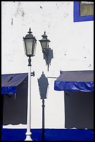 Wall with lamps, blue shades and blue painting, Puerto Vallarta, Jalisco. Jalisco, Mexico