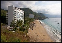 Resort building and beach, Puerto Vallarta, Jalisco. Jalisco, Mexico (color)