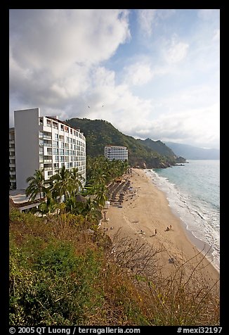 Resort building and beach, Puerto Vallarta, Jalisco. Jalisco, Mexico