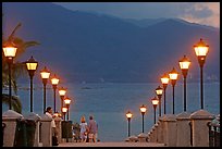 Footbridge above Rio Cuale at dusk, Puerto Vallarta, Jalisco. Jalisco, Mexico ( color)