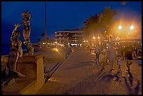 People strolling on the Malecon at night, Puerto Vallarta, Jalisco. Jalisco, Mexico