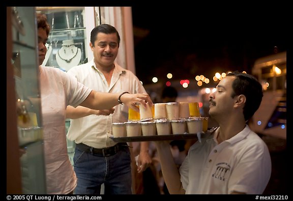 Yoghurt vendor at night, Puerto Vallarta, Jalisco. Jalisco, Mexico