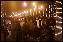 Crowds on the Malecon at night, Puerto Vallarta, Jalisco. Jalisco, Mexico (color)