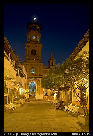 Cathedral seen from Plaza de Armas, Puerto Vallarta, Jalisco. Jalisco, Mexico