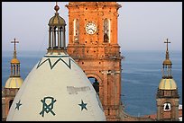 Templo de Guadalupe Cathedral and ocean, early morning, Puerto Vallarta, Jalisco. Jalisco, Mexico ( color)