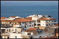 White adobe buildings with red tiled roofs, Puerto Vallarta, Jalisco. Jalisco, Mexico