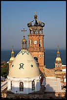 Templo de Guadalupe and ocean, morning, Puerto Vallarta, Jalisco. Jalisco, Mexico ( color)