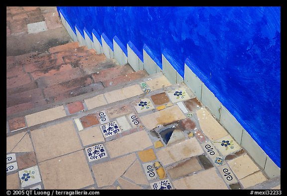 Detail of stairway and blue wall, Puerto Vallarta, Jalisco. Jalisco, Mexico