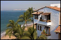 House, palm trees and ocean, Puerto Vallarta, Jalisco. Jalisco, Mexico (color)