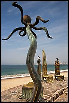 Sculpture on Circle of the Sea next to the beach, Puerto Vallarta, Jalisco. Jalisco, Mexico (color)