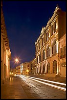 Avenue Hidalgo with Teatro Calderon at night. Zacatecas, Mexico (color)