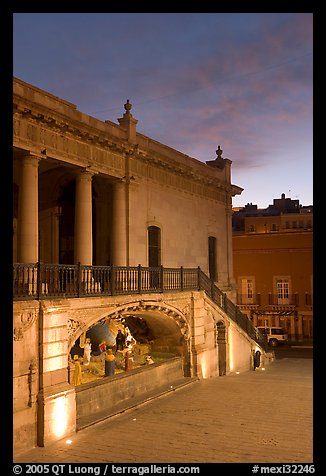 Goitia Square with nativity at down. Zacatecas, Mexico (color)