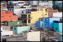 Vividly painted houses on hill. Zacatecas, Mexico (color)