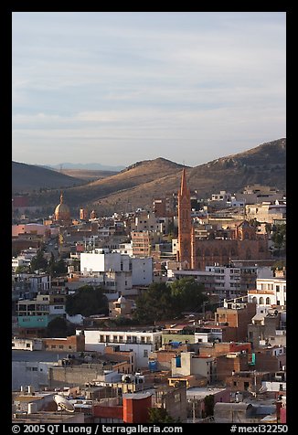 View of downtown with Temple of Fatina, morning. Zacatecas, Mexico