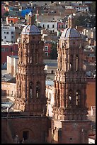 Twin towers of the Cathedral in Churrigueresque style. Zacatecas, Mexico