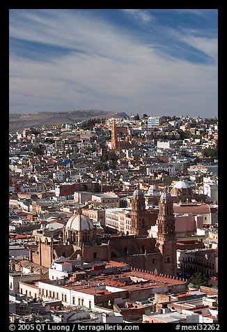View of the cathedral and town. Zacatecas, Mexico