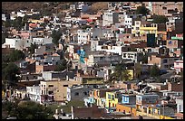 Neighborhood vith colorful houses seen from above. Zacatecas, Mexico (color)