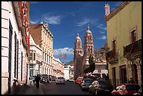 Hidalgo avenue and Cathdedral, morning. Zacatecas, Mexico (color)