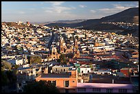 Panoramic view of town  from near the Teleferico, late afternoon. Zacatecas, Mexico