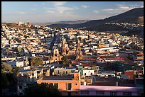 Panoramic view of town  from near the Teleferico, late afternoon. Zacatecas, Mexico (color)