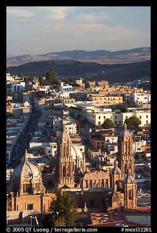 Cathedral and town, late afternoon. Zacatecas, Mexico (color)