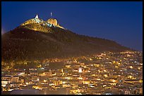 Cerro de la Bufa and town at night. Zacatecas, Mexico