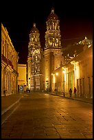 Hidalgo Avenue and Cathedral at night. Zacatecas, Mexico (color)